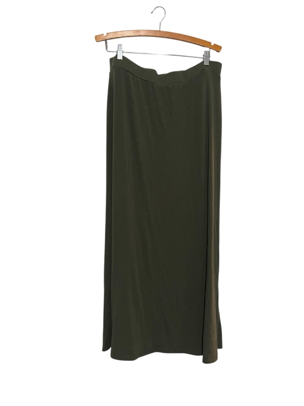OGL Women’s Olive Green Maxi Skirt XL Pull On Elastic Waist